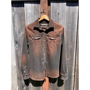 TELERIA ZED Roper Western Snap Shirt In Wenge Sz M Made in Italy Hand Made